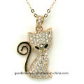 Hot Sale e Lovely Fox colar Pet Jóias banhado a ouro strass moda jóias moda animal colar pingente para as mulheres N6601